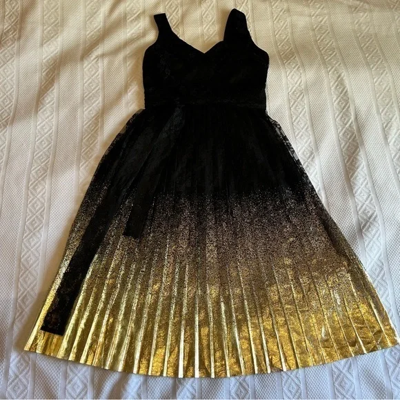 NWT Worthington Black and Gold Lace Dress Size 4 - Picture 6 of 9